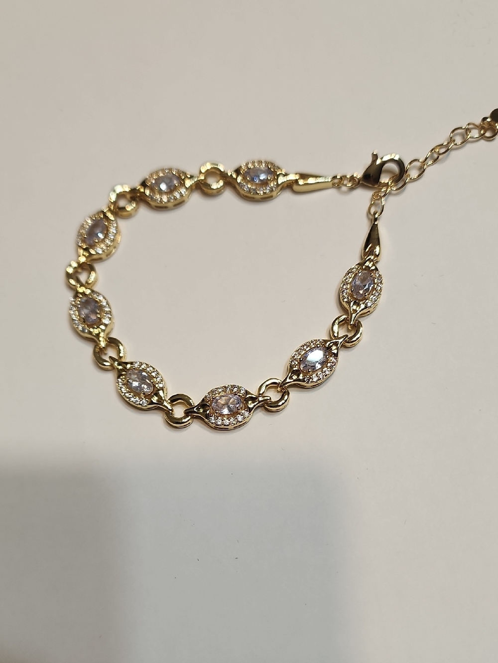 Multicolor Bracelet Light Blue Gem 1pc 18 K Real Gold Plated Anti-fading Luxury